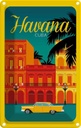 Blechschild 18x12 cm Havana Cuba Zeichnung gelbes Auto Abenteuer Reisen Urlaub