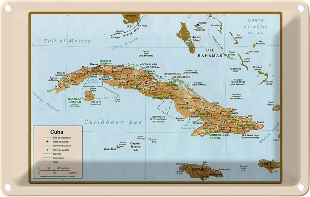 [LA-112563-1812] Blechschild 12x18 cm Cuba Landkarte Auto Garage Werkstatt