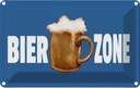 Blechschild 12x18 cm ALkohol Bier Zone Essen Trinken Bar Club