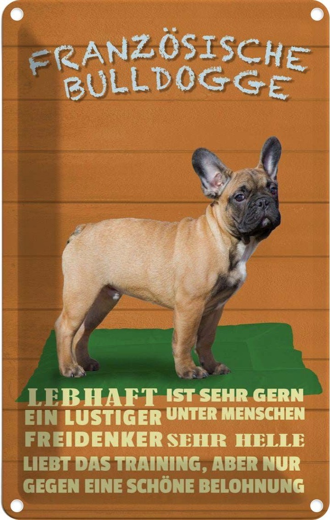 [LA-112607-1812] Blechschild 18x12 cm Französische Bulldogge Hund Tier Haustier