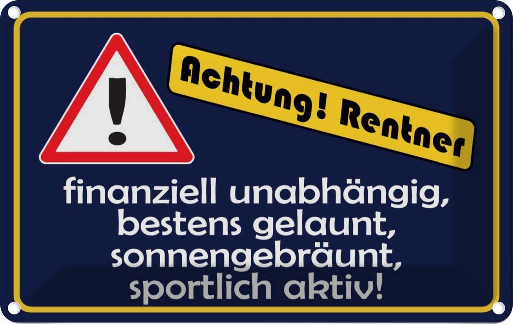 [LA-111761-2030] Blechschild 20x30 cm Achtung Rentner Warnschild Hinweisschild Sicherheit Vorsicht