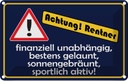 Blechschild 20x30 cm Achtung Rentner Warnschild Hinweisschild Sicherheit Vorsicht