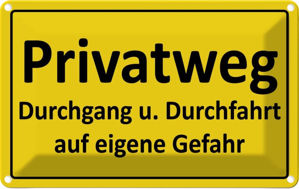 [LA-111767-2030] Blechschild 20x30 cm Hinweis Privatweg gelbes Warnschild Hinweisschild Sicherheit Vorsicht