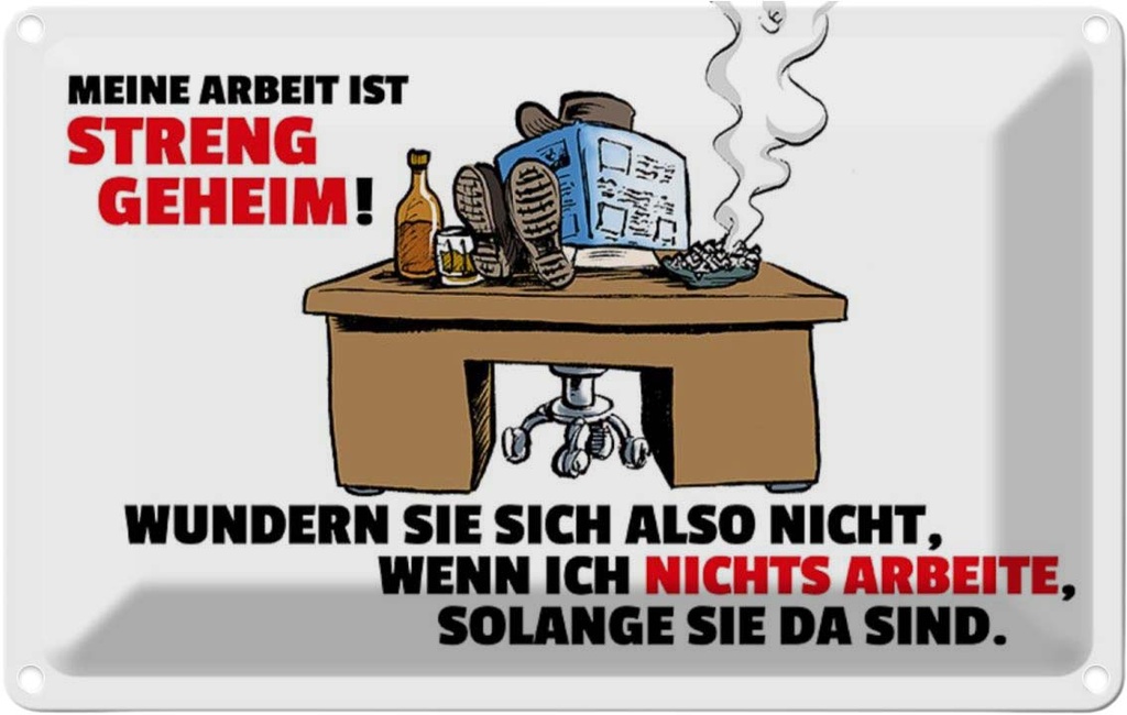 [LA-111898-2030] Blechschild 20x30 cm Meine Arbeit ist streng geheim Beruf