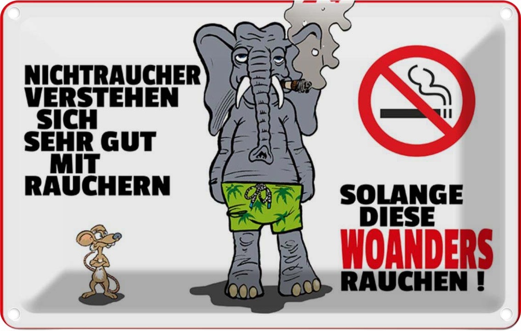 [LA-112066-2030] Blechschild 20x30 cm Nichtraucher verstehen sich mit Spruch Zitat