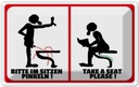 Blechschild 20x30 cm Bitte im Sitzen pinkeln s/w Warnschild Hinweisschild Sicherheit Vorsicht