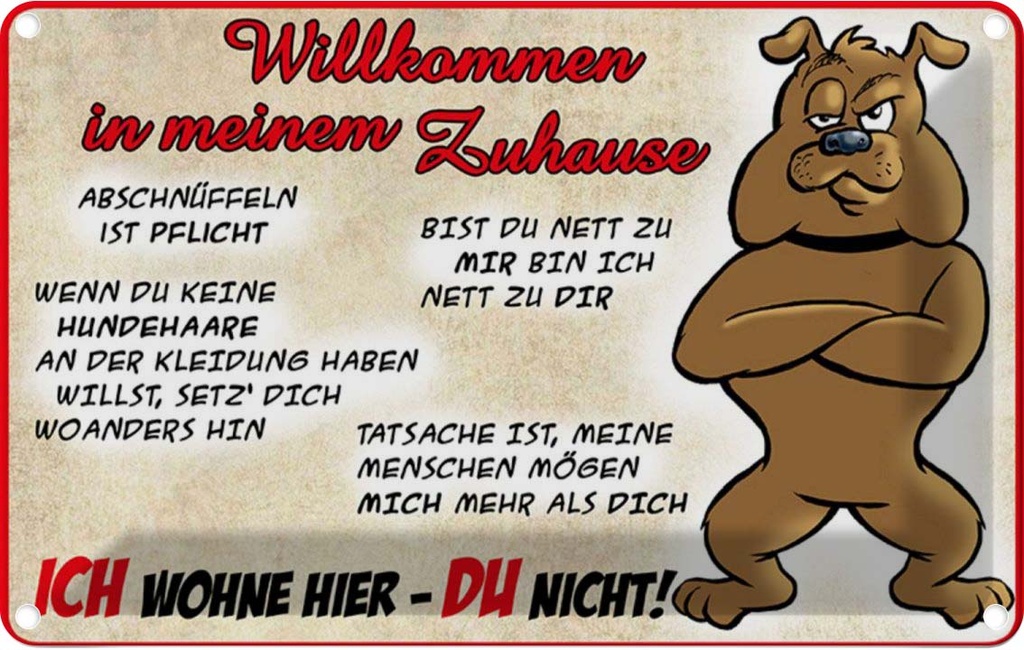 [LA-112089-2030] Blechschild 20x30 cm Hund Ich wohne hier Du nicht Tier Haustier