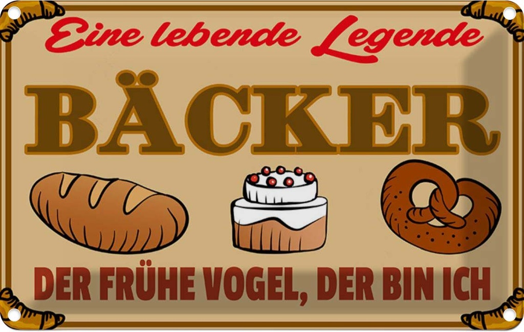 [LA-112126-2030] Blechschild 20x30 cm Essen Lebende Legende Bäcker Brot Trinken