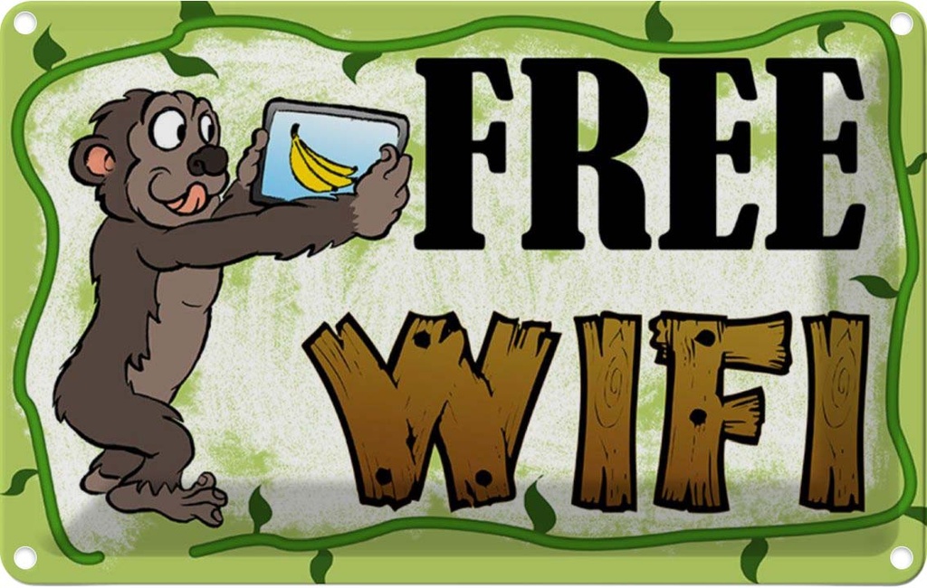 [LA-112128-2030] Blechschild 20x30 cm Free WiFi Internet Warnschild Hinweisschild Sicherheit Vorsicht