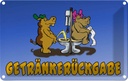 Blechschild 20x30 cm Getränkerückgabe Essen Trinken
