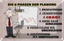 Blechschild 20x30 cm 6 Phasen der Planung Dekoration Spruch Zitat