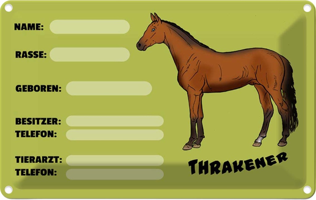 [LA-112255-2030] Blechschild 20x30 cm Pferd Thrakener Name Besitzer Rasse Tier Haustier