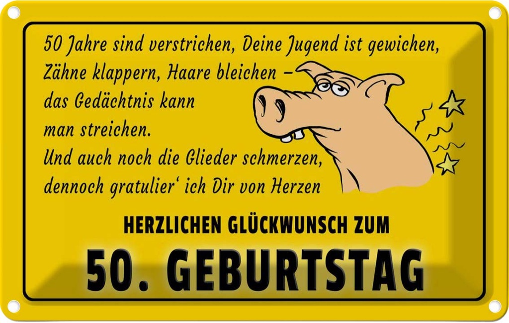 [LA-112359-2030] Blechschild 20x30 cm Glückwunsch zum 50.Geburtstag Geburtstag Feiern Party