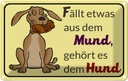 Blechschild 20x30 cm fällt aus Mund gehört dem Hund Tier Haustier