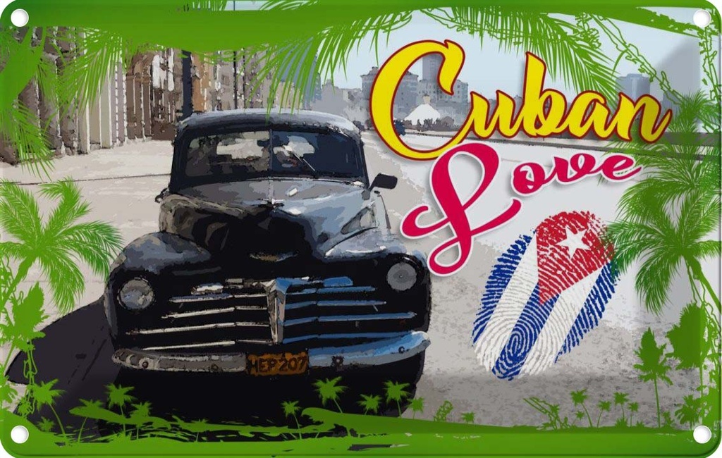 [LA-112558-2030] Blechschild 20x30 cm Cuban Love Auto Fingerabdruck Garage Werkstatt