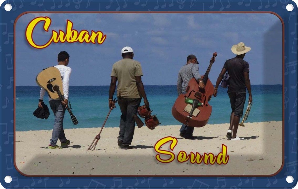 [LA-112561-2030] Blechschild 20x30 cm Cuba Cuban Sound Band am Strand Abenteuer Reisen Urlaub