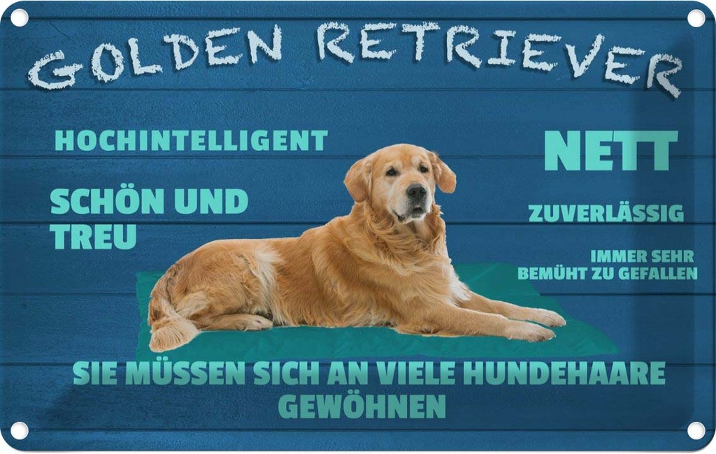 [LA-112604-2030] Blechschild 20x30 cm Golden Retriever Hund nett treu Tier Haustier