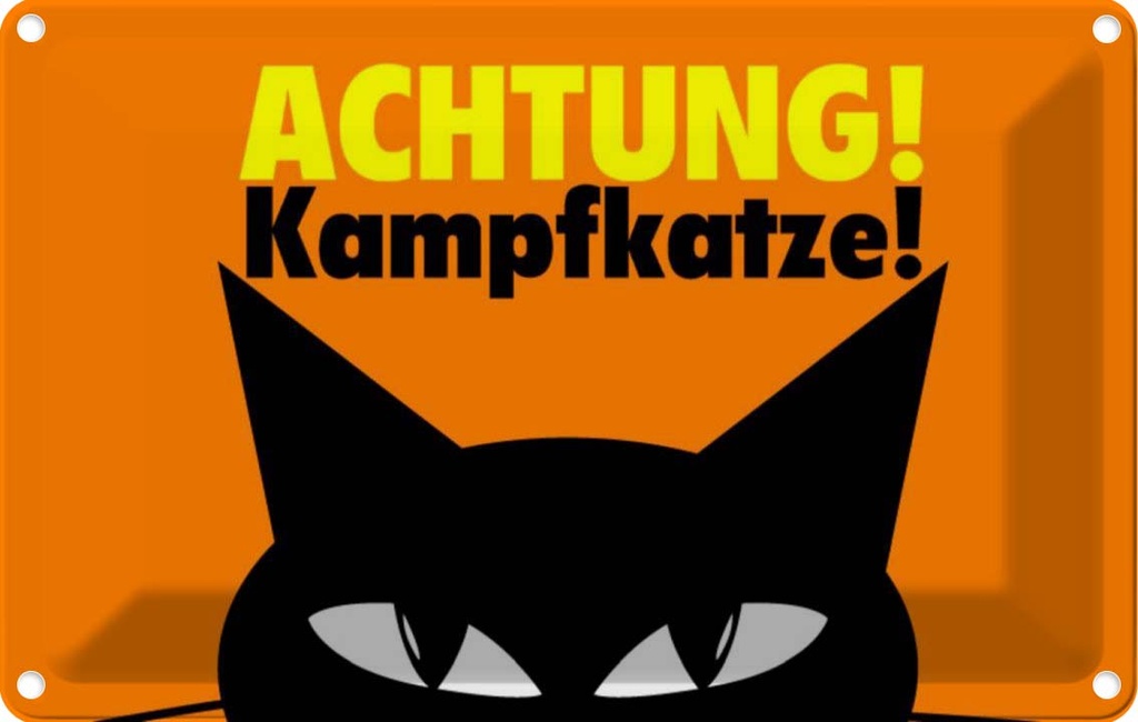 [LA-112670-2030] Blechschild 20x30 cm Achtung Kampfkatze Katze Tier Haustier