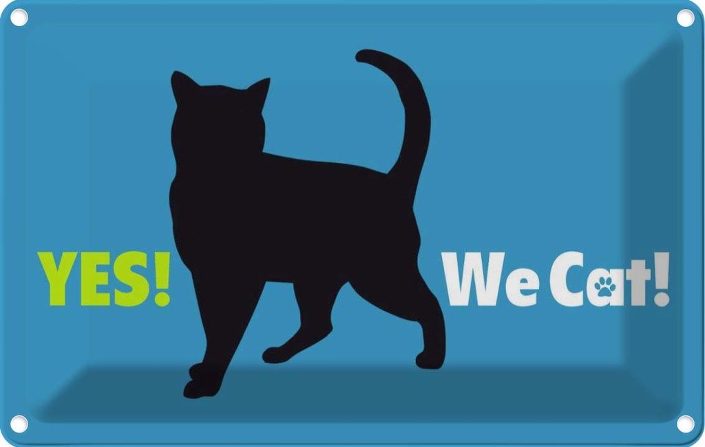 [LA-112680-2030] Blechschild 20x30 cm Yes We cat Katze blau Tier Haustier