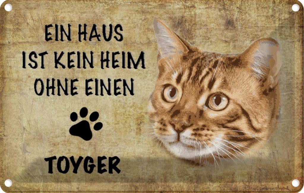 [LA-112697-2030] Blechschild 20x30 cm Toyger Katze ohne kein Heim Tier Haustier