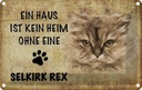 Blechschild 20x30 cm Selkirk Rex Katze ohne kein Heim Tier Haustier