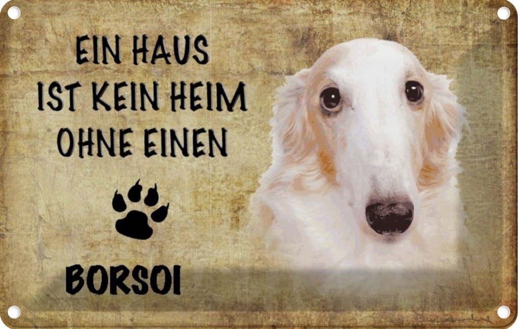 [LA-112767-2030] Blechschild 20x30 cm Borsoi Hund ohne kein Heim Tier Haustier