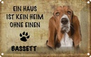 Blechschild 20x30 cm Bassett Hund ohne kein Heim Tier Haustier