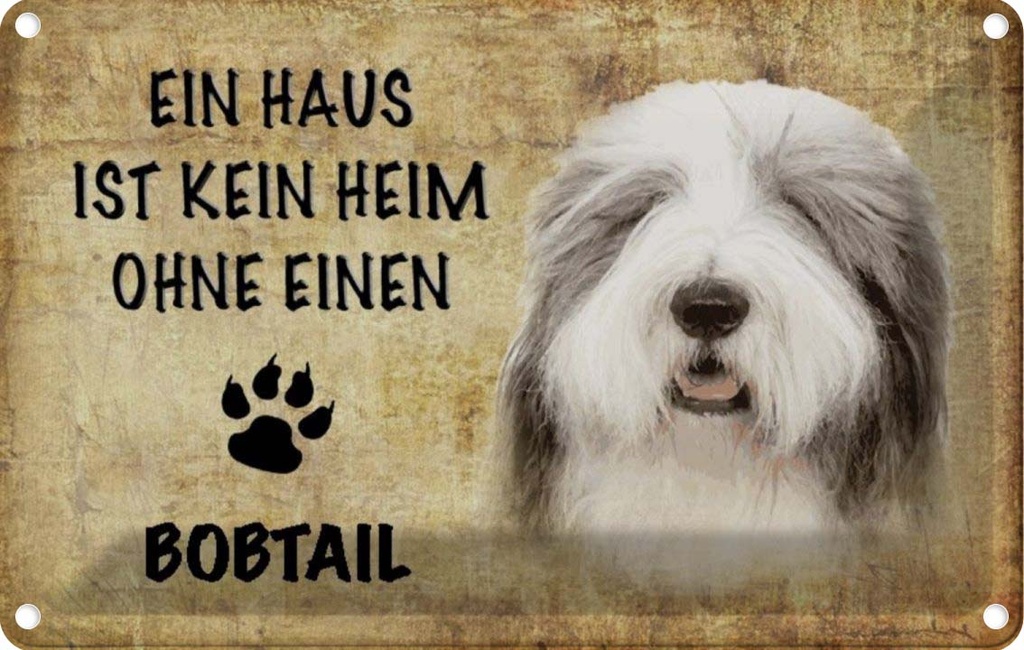 [LA-112771-2030] Blechschild 20x30 cm Bobtail Hund ohne kein Heim Tier Haustier