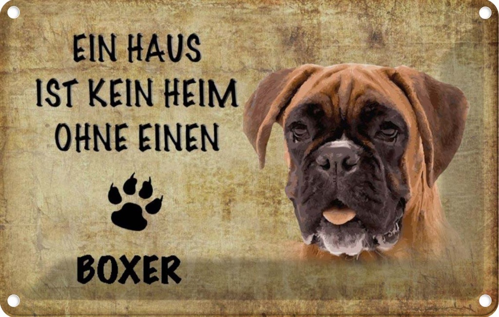 [LA-112772-2030] Blechschild 20x30 cm Boxer Hund ohne kein Heim Tier Haustier
