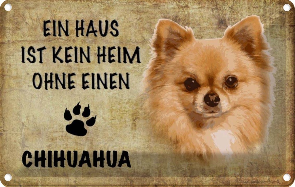 [LA-112773-2030] Blechschild 20x30 cm Chihuahua Hund ohne kein Heim Tier Haustier