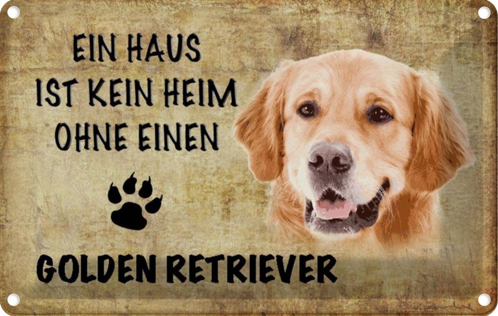 [LA-112777-2030] Blechschild 20x30 cm Golden Retriever Hund Tier Haustier