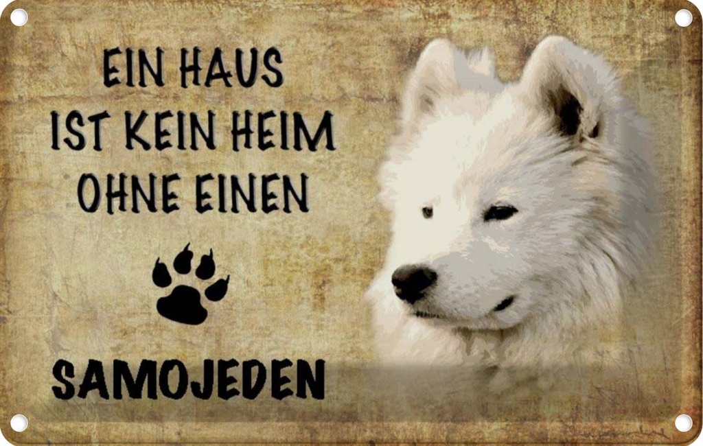 [LA-112791-2030] Blechschild 20x30 cm Samojeden Hund ohne kein Heim Tier Haustier