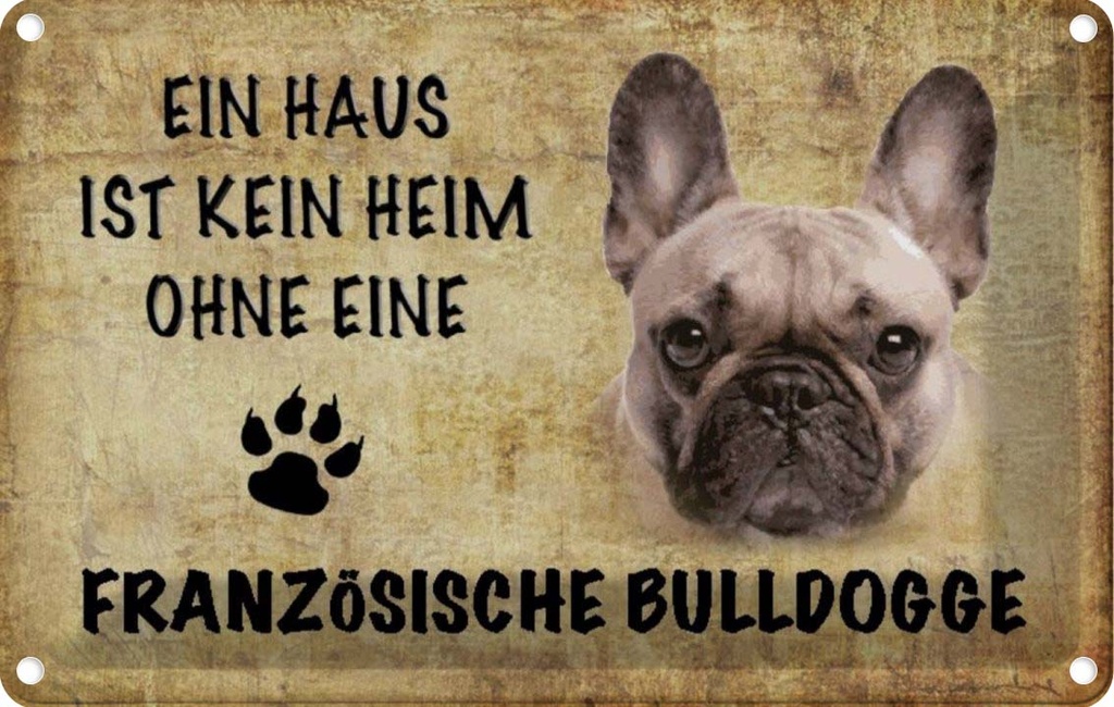 [LA-112798-2030] Blechschild 20x30 cm Französische Bulldogge Hund Tier Haustier
