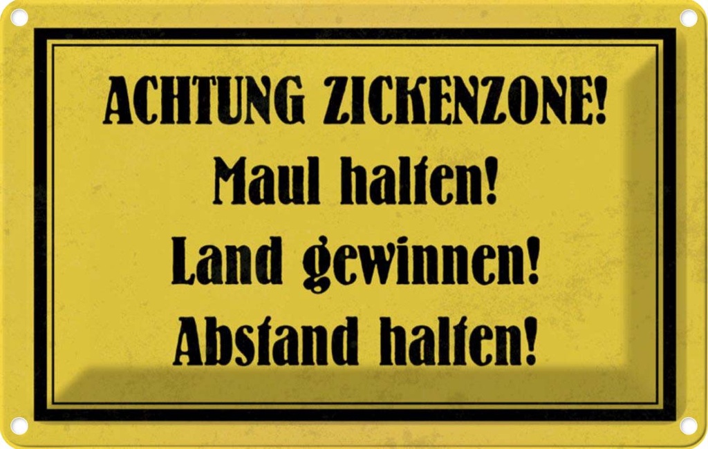 [LA-112846-2030] Blechschild 20x30 cm Achtung Zickenzone Warnschild Hinweisschild Sicherheit Vorsicht
