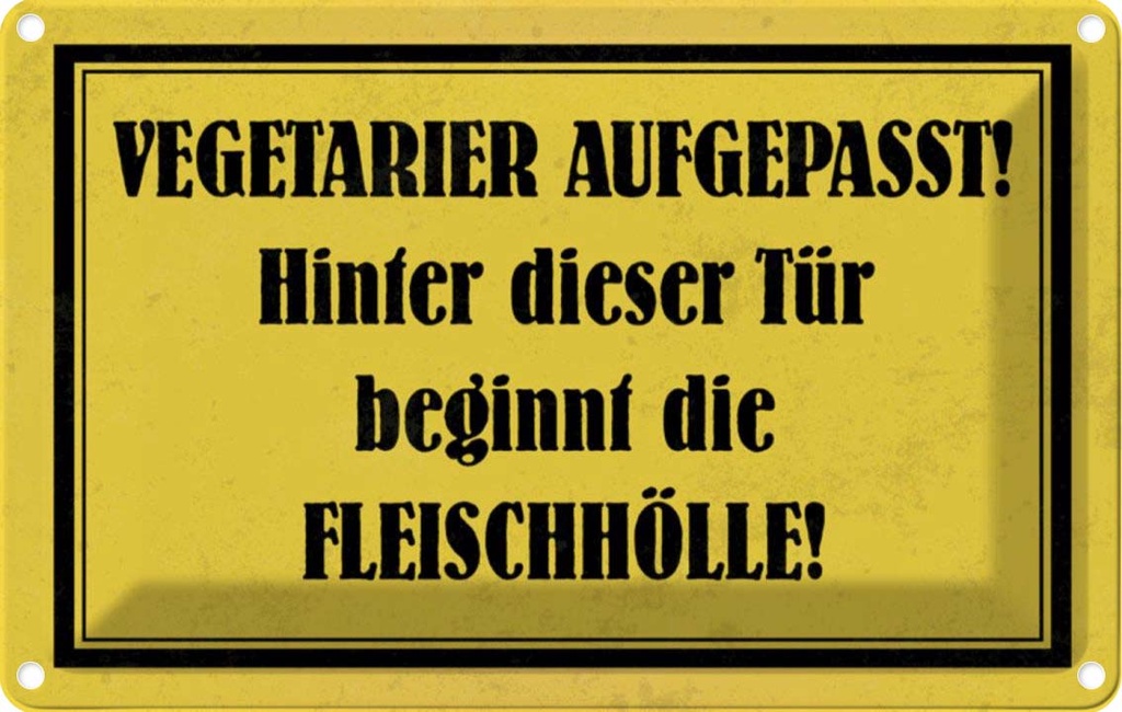 [LA-112847-2030] Blechschild 20x30 cm Vegetarier aufgepasst Essen Trinken