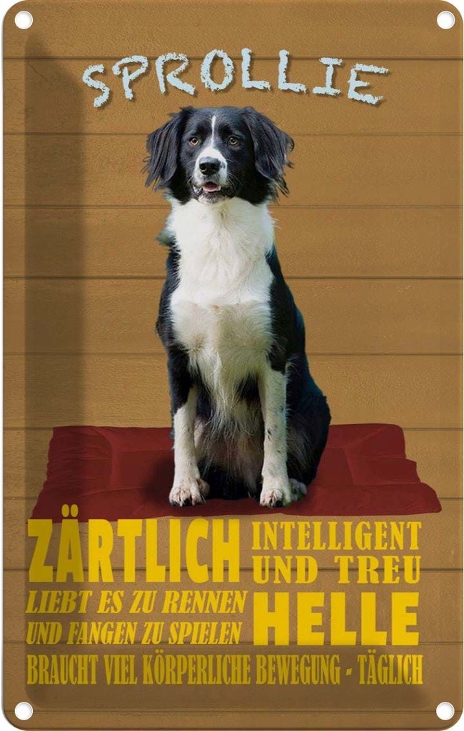 [LA-112659-1812] Blechschild 18x12 cm Sprollie Hund zärtlich und treu Tier Haustier