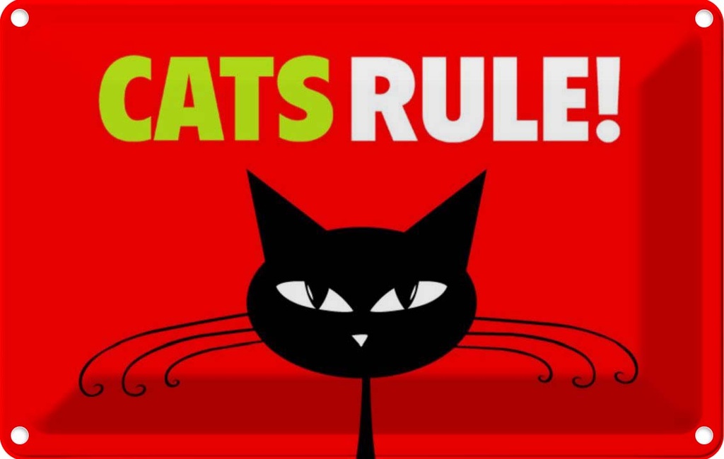 [LA-112672-1812] Blechschild 12x18 cm cats rule Katze Tier Haustier
