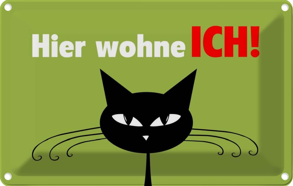 [LA-112674-1812] Blechschild 12x18 cm Katze hier wohne ich Tier Haustier