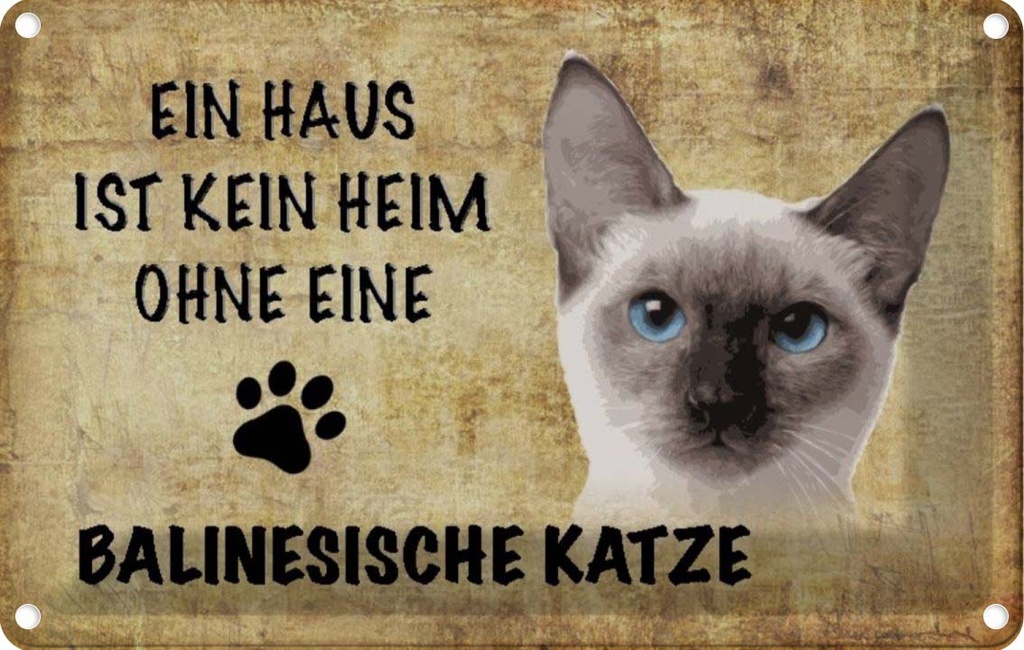 [LA-112685-1812] Blechschild 12x18 cm balinesische Katze Tier Haustier