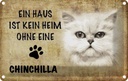 Blechschild 12x18 cm chinchilla Katze ohne kein Heim Tier Haustier