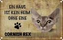Blechschild 12x18 cm Cornish Rex Katze Tier Haustier