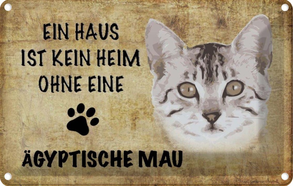 [LA-112696-1812] Blechschild 12x18 cm Ägyptische Mau Katze Tier Haustier