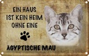 Blechschild 12x18 cm Ägyptische Mau Katze Tier Haustier