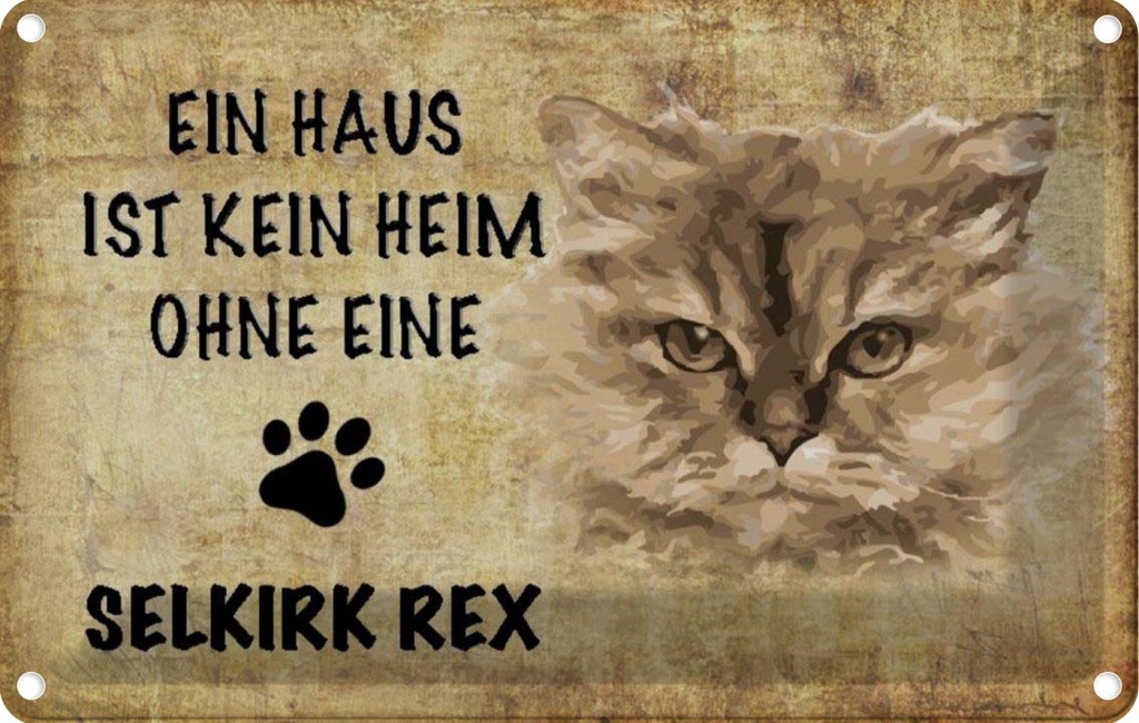 [LA-112711-1812] Blechschild 12x18 cm Selkirk Rex Katze ohne kein Heim Tier Haustier