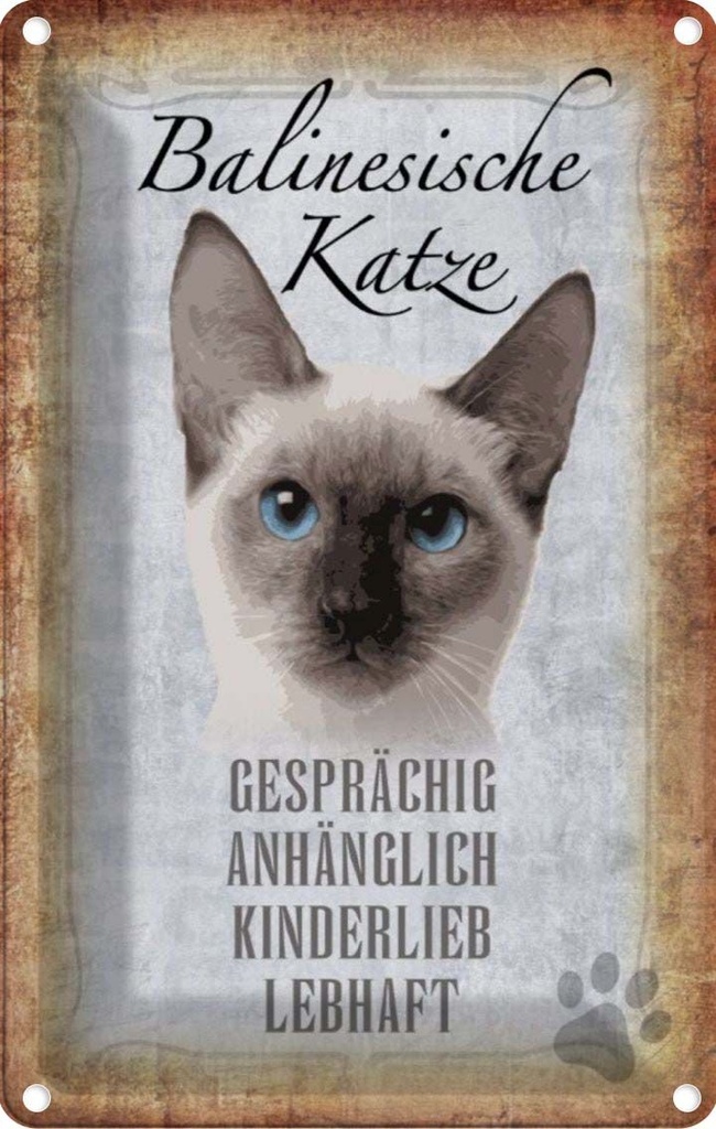 [LA-112725-1812] Blechschild 18x12 cm balinesische Katze Tier Haustier