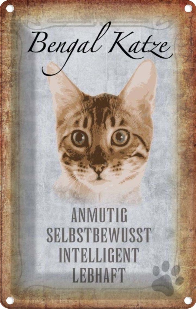 [LA-112726-1812] Blechschild 18x12 cm Bengal Katze Tier Haustier