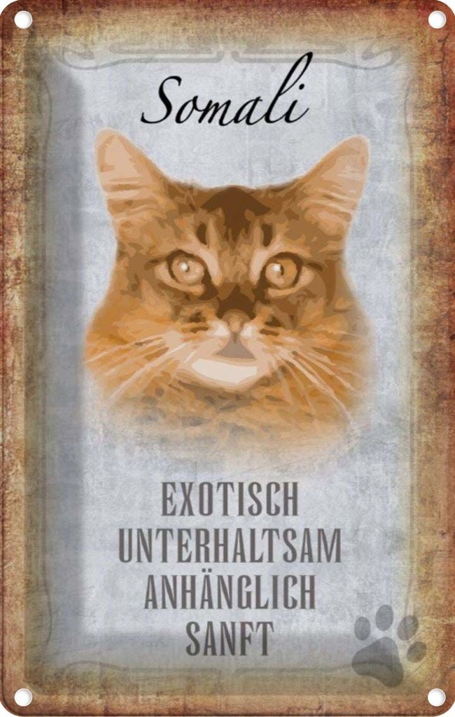 [LA-112755-1812] Blechschild 18x12 cm Somali Katze Tier Haustier
