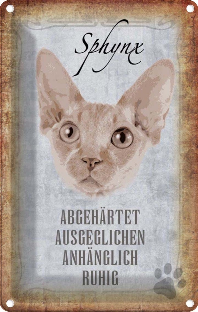 [LA-112756-1812] Blechschild 18x12 cm Sphynx Katze Tier Haustier