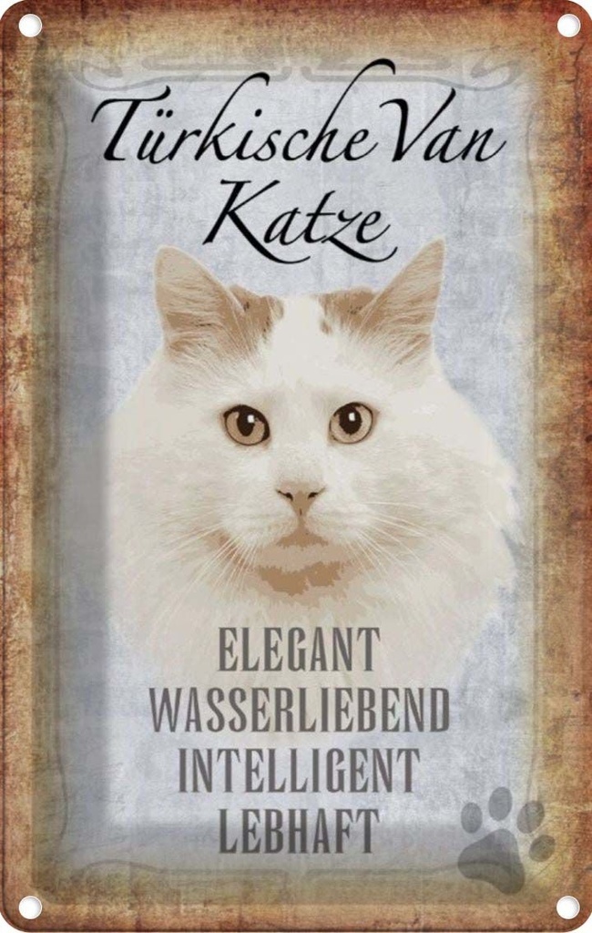 [LA-112760-1812] Blechschild 18x12 cm türkische Van Katze Tier Haustier