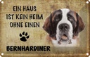 Blechschild 12x18 cm Bernhardiner Hund ohne kein Heim Amerika USA American Diner